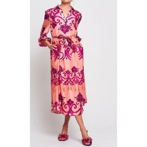 Elegant Pink and Purple Patterned Dress